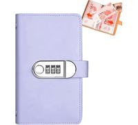 100 Envelope Challenge Binder with Lock, Money Saving Challenge Book with Cash Envelopes, Secure A6 Budget Planner for Financial Management, PU Leather Savings Organizer Notebook (Black) (Purple)