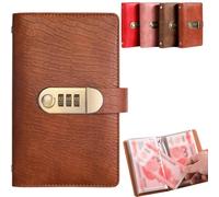 100 Envelope Challenge Binder with Lock, Savings Challenges Book with Envelopes, Money Saving Binder Book, Cash Envelopes for Budgeting,Successfully Reach Your Savings Goals (Dark Brown)