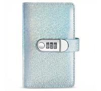 100 Envelope Challenge Binder with Password Lock Money Saving Wallet Budget Binder Reusable A6 Cash Envelopes PU Leather Budget Planner for Home Office Gift Cash Saving Binder (Blue)
