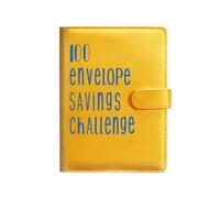 100 Envelope Money Saving Challenge, A5 Savings Challenges Book Budget Binder with Cash Envelopes to Save $5,05(Yellow)