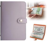 100 Envelope Money - Saving Challenge Set (Unisex), 2026 New Leather Savings Wallet, 50 Double-Sided Replaceable Pages for Better Cash Storage and Crease Prevention(Purple,1 pc)