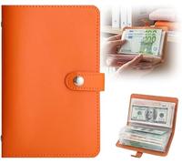 100 Envelope Money - Saving Challenge Set (Unisex), 2026 New Leather Savings Wallet, 50 Double-Sided Replaceable Pages for Better Cash Storage and Crease Prevention(Orange,2 pcs)