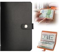 100 Envelope Money - Saving Challenge Set (Unisex), 2026 New Leather Savings Wallet, 50 Double-Sided Replaceable Pages for Better Cash Storage and Crease Prevention(Black,1 pc)