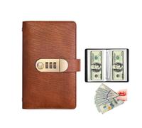 100 Envelope Savings Challenge Binder,with Password Lock,Money Saving Binder Book,Budget Planner Binde r,from 30 Days to 52 Weeks,to Save $500,$5,050 and $10,000(Dark Brown)