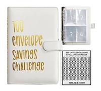100 Envelopes Money Saving Challenge, 100 Envelope Challenge Binder, Easy and Fun Way to Save $5,050, Savings Challenges Budget Book Binder with Cash Envelopes for Office,Home,School (White)