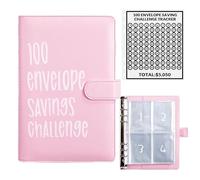 100 Envelopes Money Saving Challenge, 100 Envelope Challenge Binder, Easy and Fun Way to Save $5,050, Savings Challenges Budget Book Binder with Cash Envelopes for Office,Home,School (Pink)