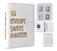 100 Envelopes Money Saving Challenge, 100 Envelope Challenge Binder, Easy and Funny Way to Save $5,050 Budget Planner with Cash Envelopes (White)