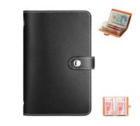 100 Envelopes Money Saving Challenge - A6 Cash Saving Wallet with Notebook & Binder, Reusable PU Leather Budget Organizer for £1000 Savings Goal, Expense Tracker & Financial Planner (Black)