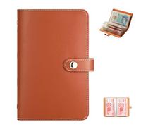 100 Envelopes Money Saving Challenge - A6 Cash Saving Wallet with Notebook & Binder, Reusable PU Leather Budget Organizer for £1000 Savings Goal, Expense Tracker & Financial Planner (Brown)