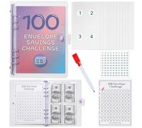 100 Envelopes Money Saving Challenge Binder,2025 New Budget Binder with Cash Envelopes,Expense Budget Sheet for Budgeting and Saving Money,Easy Way to Save $5,050 (Purple)