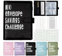100 Envelopes Money Saving Challenge Binder Kit, Prefdo Budget Binder Book Organizer with Cash Envelopes for 100 Day Cash Stuffing, Budgeting Planner Saving Money (Black)