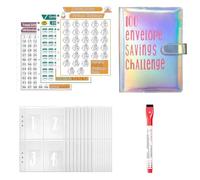 100 Envelopes Money Saving Challenge Binder Money Saving Binder A5 Money Saving Budget Binder with Cash Envelopes 100 Day Savings Challenge Binder Cash Stuffing Envelopes Binder (Silver)