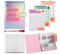 100 Envelopes Money Saving Challenge Binder, to Save $5,050, 10,000 and $500, 100 Days, 52 Weeks and 30 Days Challenge Binder, A5 Money Saving Planner Cash Envelope Budget Binder
