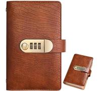 100 Envelopes Money Saving Challenge Book with Password Lock, 7"×4.2" Leather Libreta de Ahorro Cash Management Budget Planner(Light Brown)