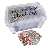100 Envelopes Money Saving Challenge Transparent Money Saving Box with 100 Cards for Budgeting Financial Planning Ideal Gift for Family and Friends