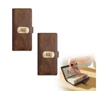 100 Envelopes Money Saving Wallet - 2026 Money Saving Wallet with 3-Digit Combination Lock, PU Leather Cash Wallet for Savings Goals, and a Total of 100 can be Placed, for Home and Couples (Brown*2)