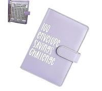 100 Envelopes Saving Challenge, 100 Envelope Challenge Binder Money Saving Binder, 100 Envelope Savings Challenge Budget Planner Book Binder with Cash Envelopes for School Home Office (Purple)