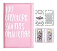 100 Envelopes Saving Challenge Binder, A6 Money Saving Wallet with 100-Day Floral Tracker Sheet, Money Saving Book for School, Home, Office,Budget Book for Cash Management & Financial Goals（Pink）