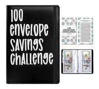 100 Envelopes Saving Challenge Binder, A6 Money Saving Wallet with 100-Day Floral Tracker Sheet, Money Saving Book for School, Home, Office,Budget Book for Cash Management & Financial Goals（Black ）