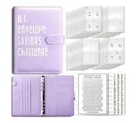 100 Envelopes Saving Challenge, Budget Planner A5 Saving Challenge Binder, Money Envelope Ring Binder, Financial Planner Saving Folder 100 Envelope Challenge Binder, Cash Stuffing Set (Purple)