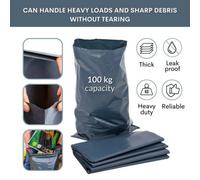 Calzette Large Heavy Duty Rubble Sacks Bags - Garden Waste Strong Bin Bag for Builders Gardening 100μm for Household - Garden - DIY - Builders