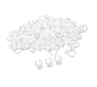 100 Eyelash Extension Disposable Glue Ring Tattoo Pigment Holder 2 Slot S, White Plastic Ring Cup for Lash Extensions and Tattoo Application - Small Size Separator