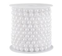 100 Feet Artificial Pearls String 8mm and 3mm Mixed Faux Pearl Beads Roll Strand for Wedding Centerpiece Backdrop Christmas Tree and Flowers Decoration DIY Craft (White)