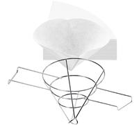 (100 pack) Commercial Deep Fryer Oil Filter Paper Cones, 100 Count, with 10 inch Chrome-Plated Steel Filter Holder Stand cooking oil filters Non-Woven Premium Cones