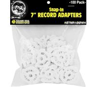 (100) Flat Plastic Record Adapters - Snap in Inserts to Make 7" 45rpm Records Fit on Standard Vinyl Record Turntables #07MR100WH (White)