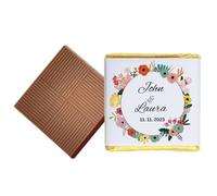 100 Floral Personalised Chocolate Wedding Favours (Milk)