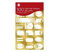 100 Foiled Self Adhesive Labels Festive Name Foil Gift Tags Presents Wrapping Christmas Stickers (100 Gift Tags (Gold))