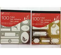 100 Foiled Silver & Gold Self Adhesive Christmas Gift Labels