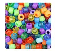 100 Frosted Matte Pony Bead Mix 9mm x 6mm
