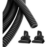 100 FT - 1/4 inch Flame Retardant Split Wire Loom Tubing with Installation Tool - Protect Wires from Rabbits, Cats and Other Pets - Black