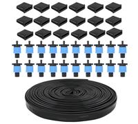 100 ft 5/8" Drip Irrigation Tape Kit Emitter Spacing 6" with 20PCS Drip Tape Connectors and 20PCS Drip Tape Row Ends Automatic Equipment for Garden Irrigation Wall Thickness : 15 mil Emitter Flow