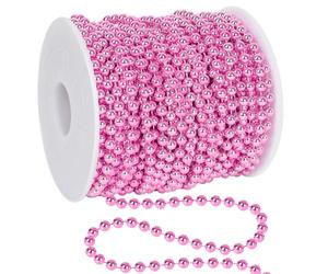 100 FT Pink Christmas Tree Beads Garland, Plastic Xmas Tree Beads Trim Chain Roll for Home, DIY Fireplace Holiday Decor Hanging Ornaments
