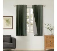 100% Full Blackout Olive Green Velvet Curtains - 63 Inch Long, Set of 2 Liner Rod Pocket Back Tab Thermal Window Curtains for Living Room and Bedroom