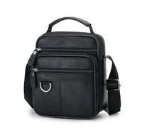 100% Geniune Leather Shoulder Bag for Men Crossbody Top Handle Sling Business Bag Messenger Bag Black Handbag, 242, 20X8X24CM