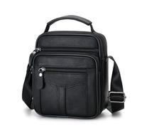 100% Geniune Leather Shoulder Bag for Men Crossbody Top Handle Sling Business Bag Messenger Bag Black Handbag, 243, 26X8X30CM