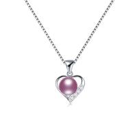 100% genuine freshwater cultured pearl pendant heart zircon pendant for women
