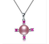 100% genuine natural freshwater pearl necklace for women cross zircon pendant jewelry Made in China