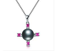 100% genuine natural freshwater pearl necklace for women cross zircon pendant jewelry Made in China