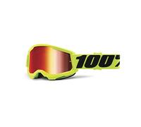 100% Glasses STRATA 2 Youth Yellow 22, Sport, Red Mirror (Red), Unisex Adult
