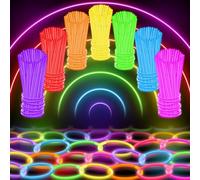 100 Glow Sticks Bulk Party Supplies - Glow in The Dark Fun Party Pack with 8" Glowsticks and Connectors for Bracelets and Necklaces for Kids and Adults