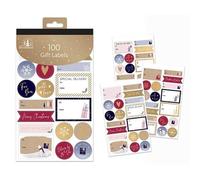 100 Gold/Red/Navy Contemporary Self Adhesive Labels Christmas Sticker Gift Tags Name Present Xmas