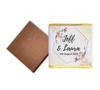 100 Gold Wreath Personalised Chocolate Wedding Favours (Plain Mint)