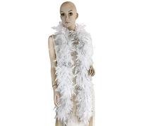 100 Gram 2 Yard Long Chandelle Feather Boa Over 10 Colors, Great for Party, Wedding, Costume (White w/Tinsel)