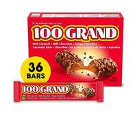 100 Grand Crispy Milk Chocolate with Caramel, Full Size Individually Wrapped Candy Bars, Great for Holiday Stocking Stuffers, 1.5 oz each, Bulk 36 Count Box
