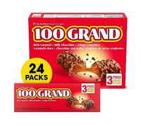 100 Grand Crispy Milk Chocolate with Caramel Single Wrapped Candy Bars 2.2oz Bulk Pack of 24