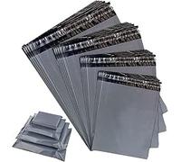 100 Grey Colour Plastic Polythene Peel + Seal Mailing Postal Bags Mixed Assorted Various Sizes Pack - 9x12" 10x14" 12x16" 17x24'' Self Seal Packing Packaging Postage Mail Sacks Envelopes Mailers